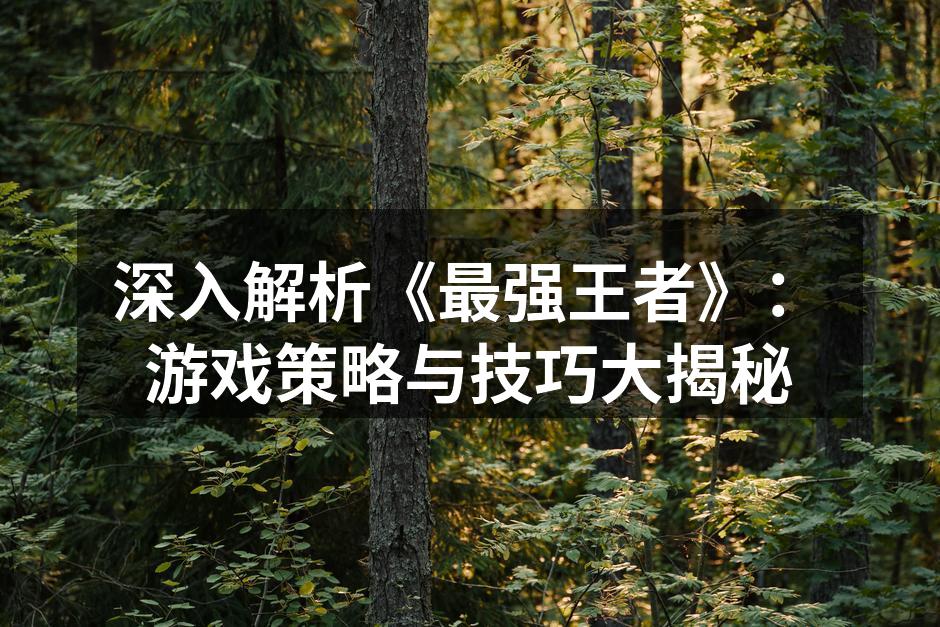 深入解析《最强王者》：游戏策略与技巧大揭