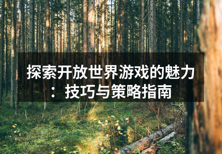 探索开放世界游戏的魅力：技巧与策略指南